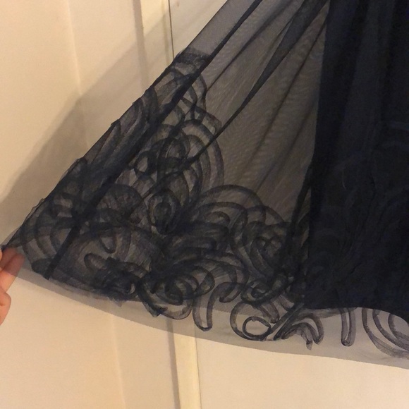 Navy Blue Mesh Cocktail Dress - Picture 4 of 8